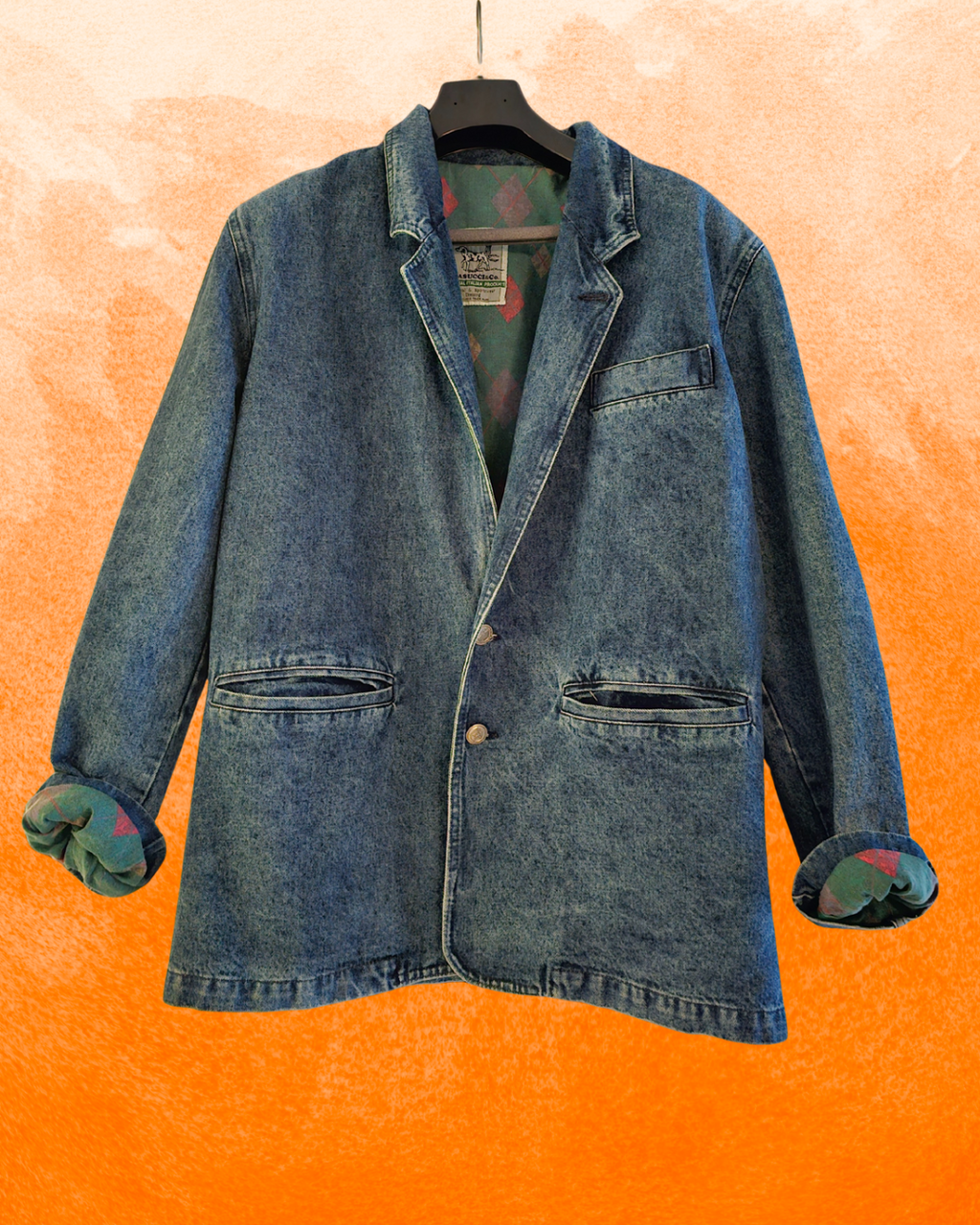 Giacca Denim "Casucci" Vintage Anni '80 Custom dipinta a mano Tema Flintstones